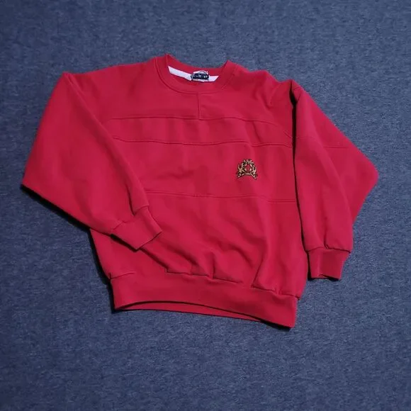 London Fog Medium sweatshirt sweater pullover red ribbed distressed vintage USA - Picture 1 of 13